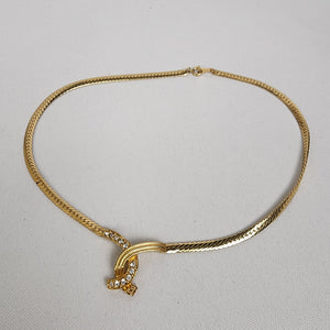 Vintage Avon Gold Tone Crystal Collar Necklace