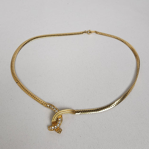 Vintage Avon Gold Tone Crystal Collar Necklace