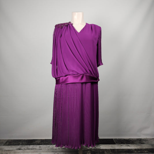 Vintage Lawrence Dress By Stanley Sklar Purple Chiffon Dress Size 20