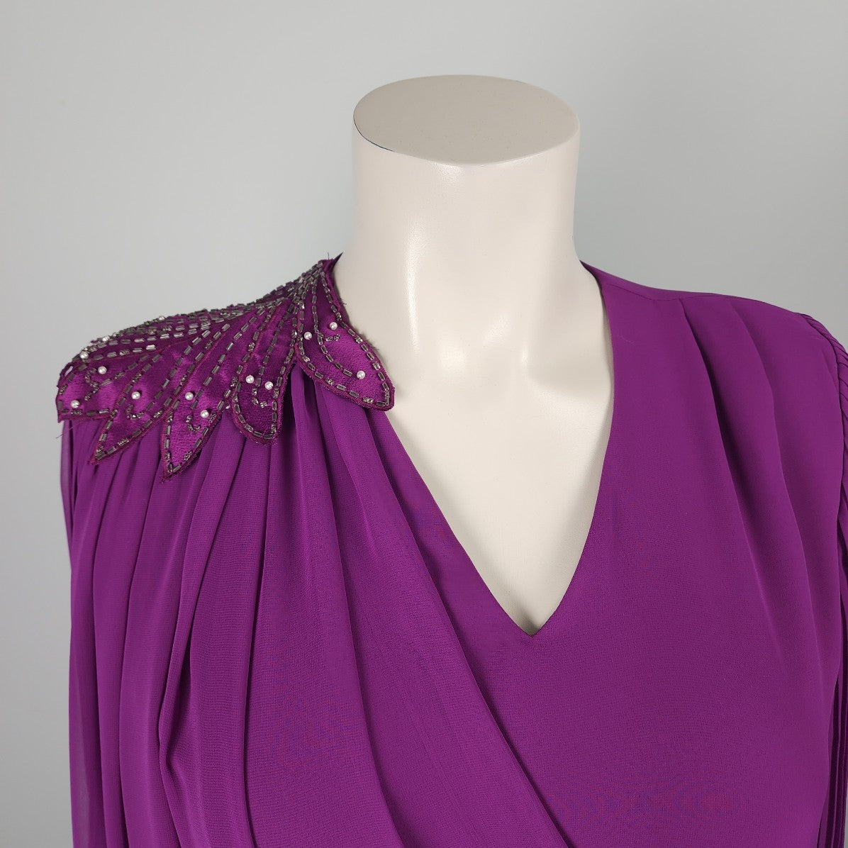 Vintage Lawrence Dress By Stanley Sklar Purple Chiffon Dress Size 20