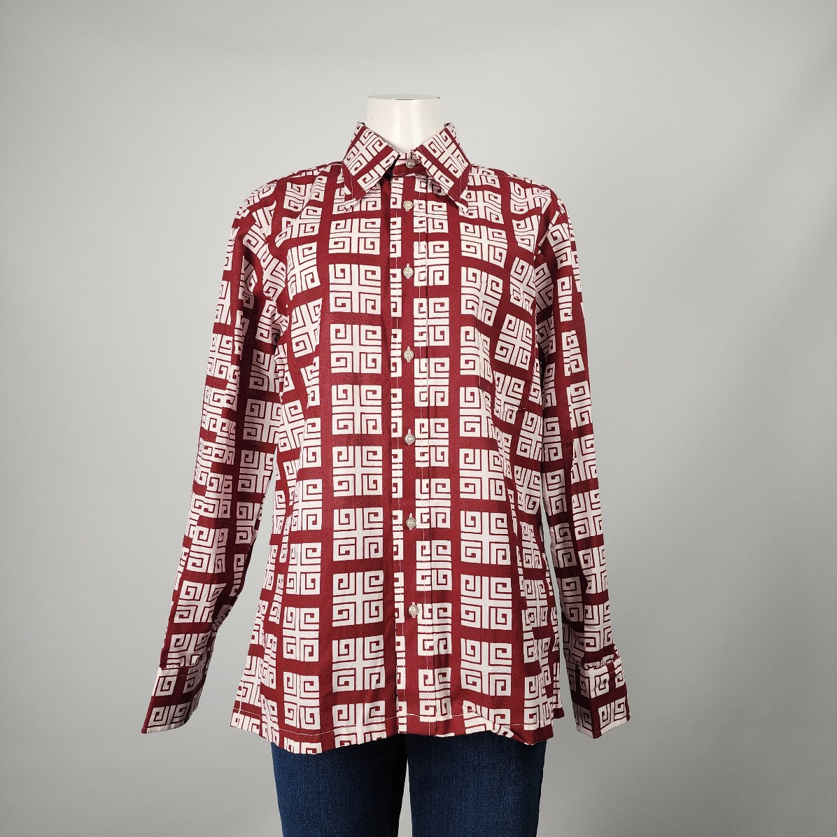 Vintage Tooke Hampshire House Red Button Up Collared Top Size L