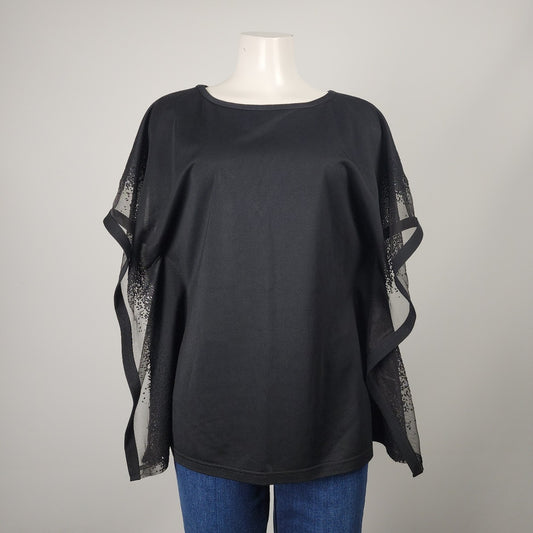 Katherine Barclay Black Poncho Top Blouse Size S