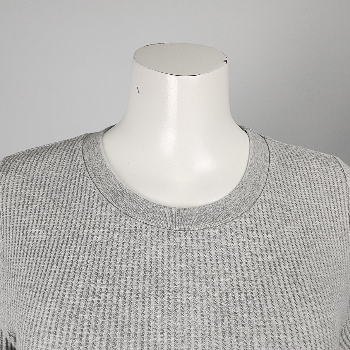 Denim Forum Grey Waffle Knit Long Sleeve Top Size L