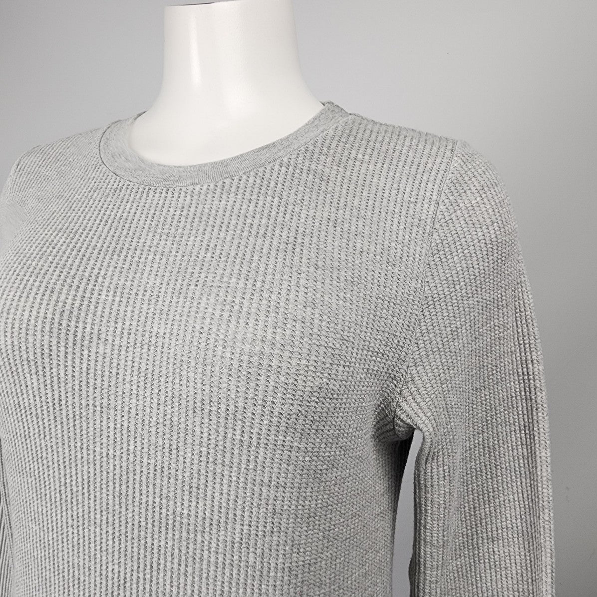 Denim Forum Grey Waffle Knit Long Sleeve Top Size L