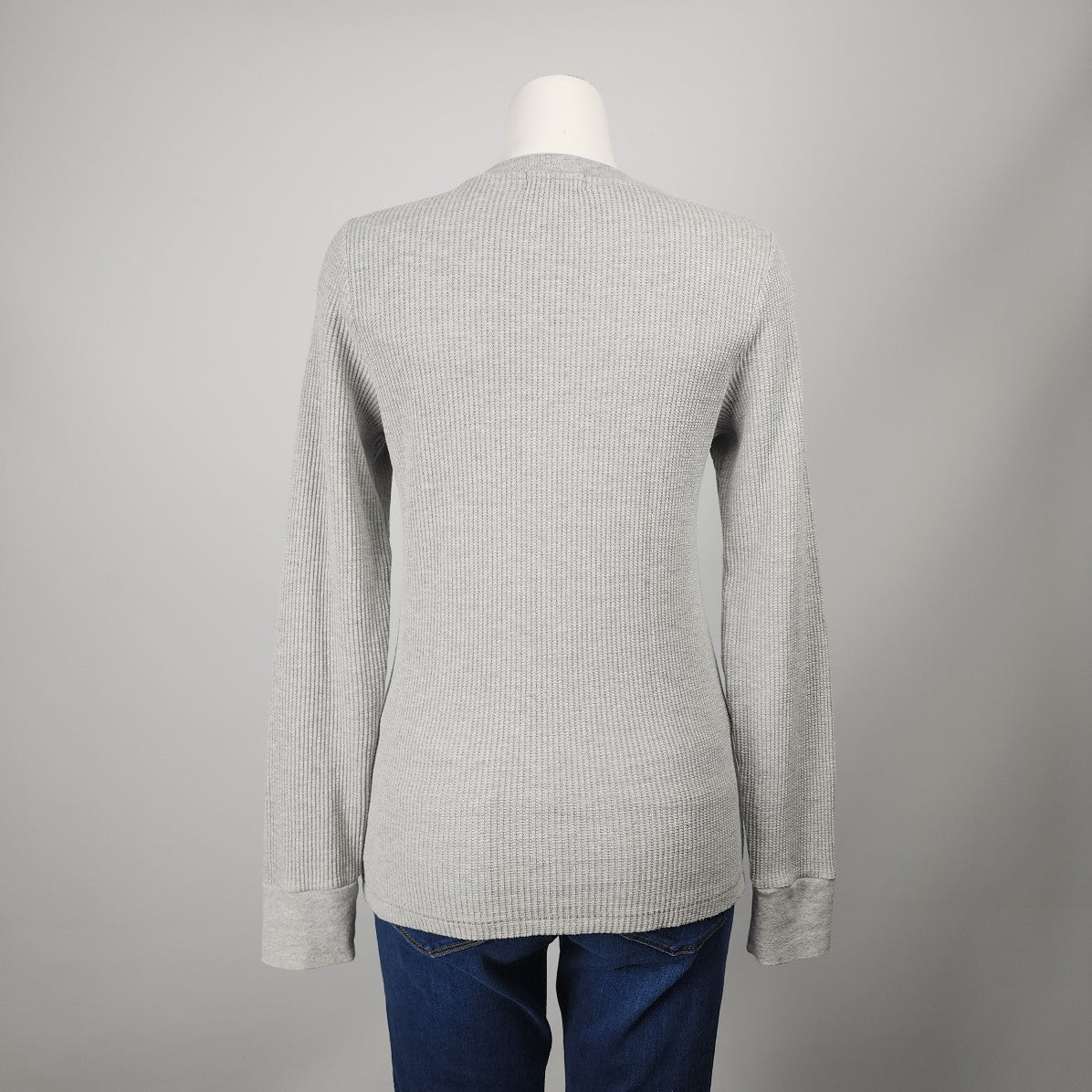 Denim Forum Grey Waffle Knit Long Sleeve Top Size L