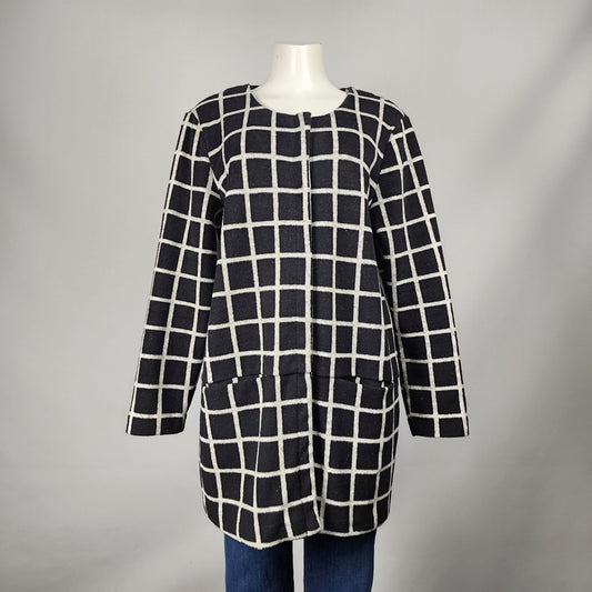 Soya Concept Black Check Snap Front Knit Jacket Size L