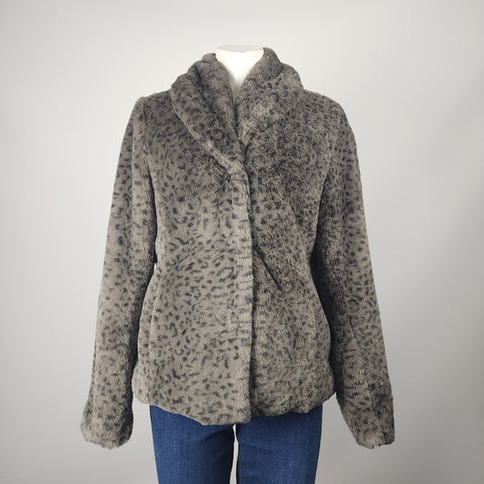 Weather Proof Grey Animal Print Faux Fur Jacket Size M