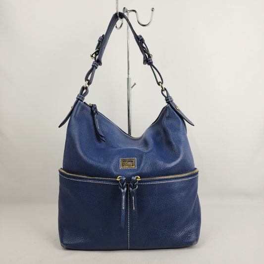 Dooney & Bourke Blue Pebled Leather Shoulder Bag Purse
