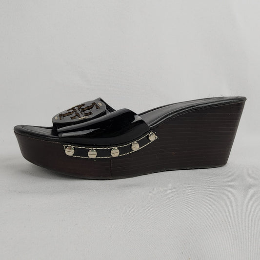 Tory Burch Patent Leather Slide Platform Sandals Size 9