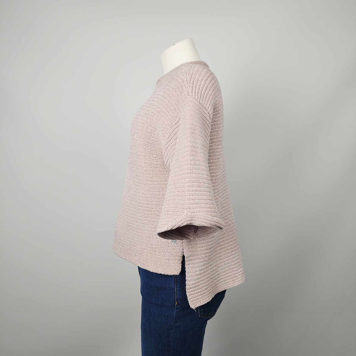 Monk & Lou Pink Cream Fuzzy Knit Sweater Top Size S/M