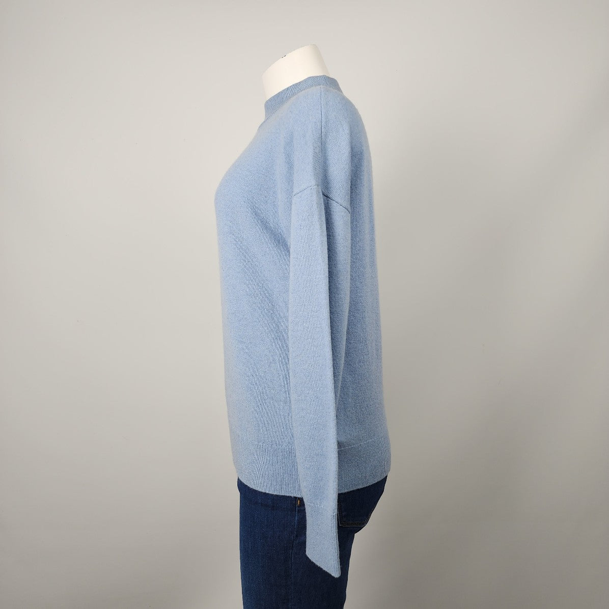 Michael Kors Blue Merino Wool Asymmetrical Cold Shoulder Knit Sweater Size XS