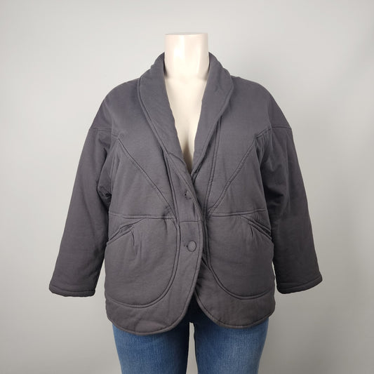 Lys Noir Grey Cotton Quilted Button Up Jacket Size XL