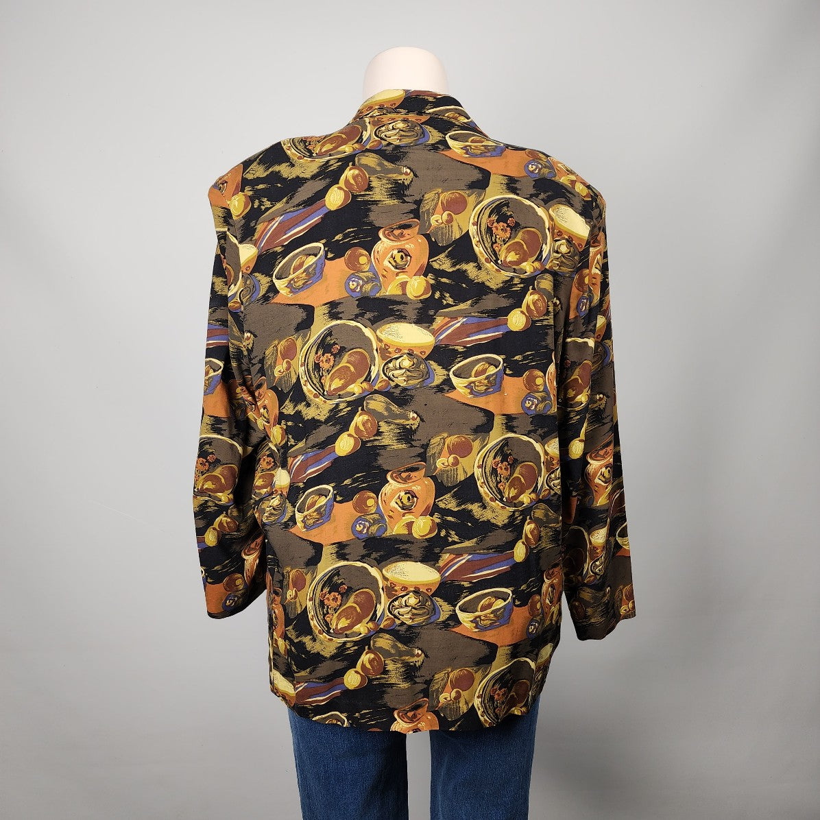 Liz Moody Orange & Brown Floral Button Up Blazer Size 2XL