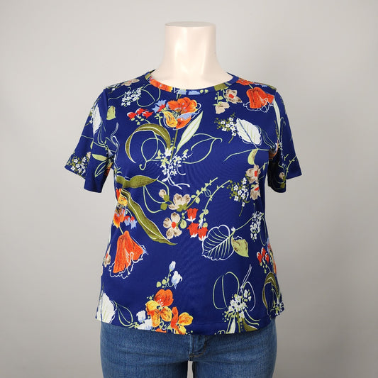 Vintage Exquisite Blue Short Sleeve Top Size L