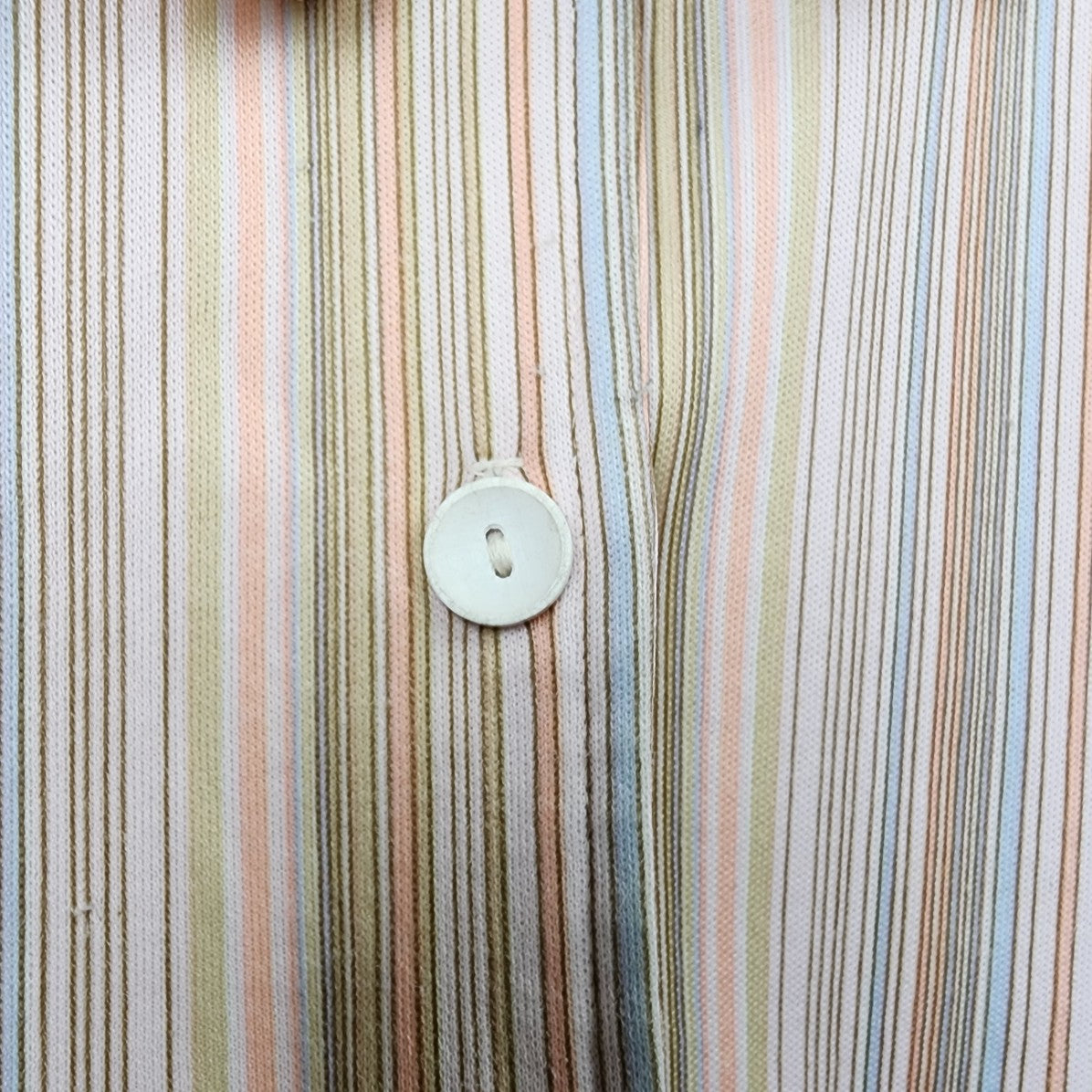 Vintage Handmade Cream Striped Neck Tie Button Up Blouse Top Size L/XL