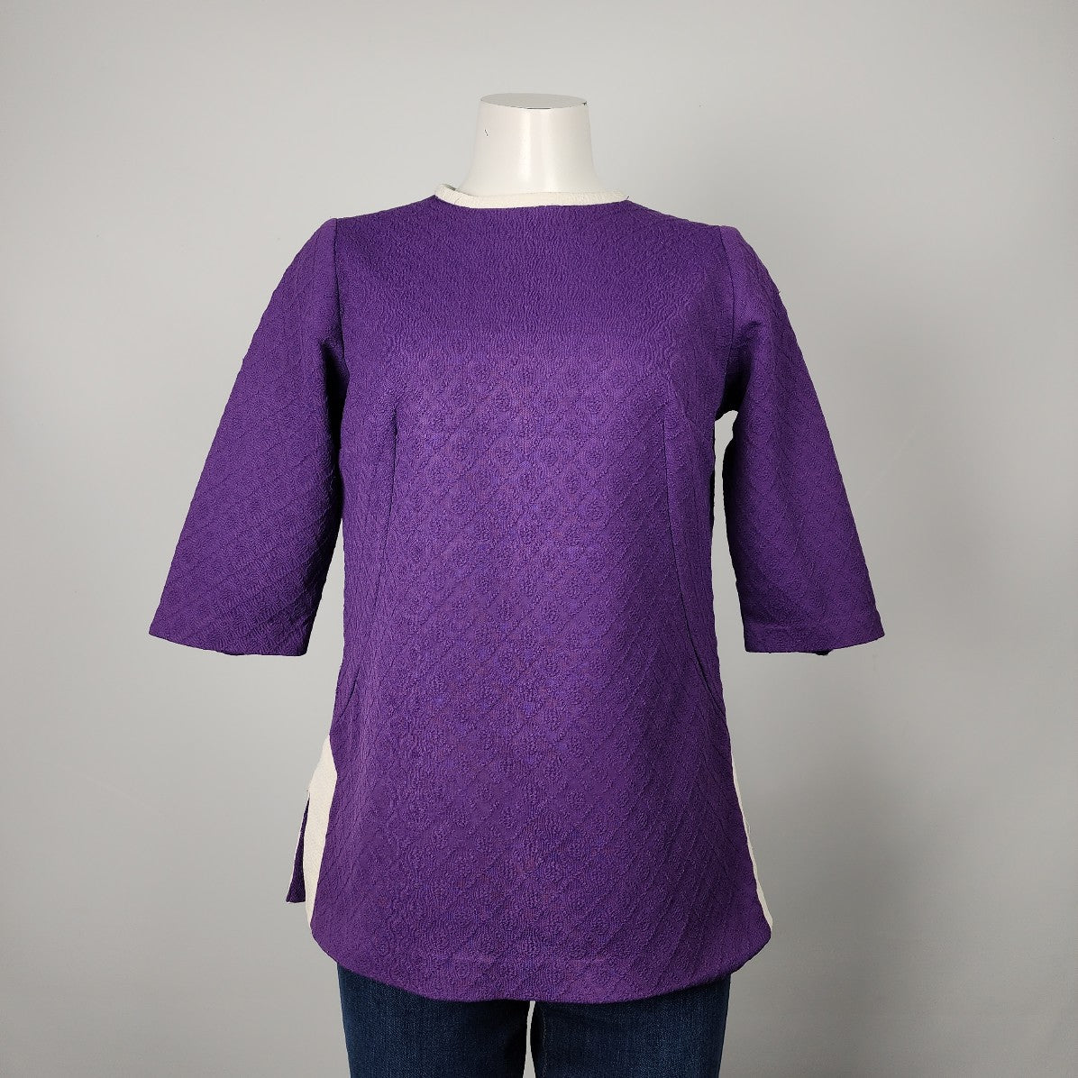 Vintage Handmade Purple 3/4 Sleeve Blouse Size M