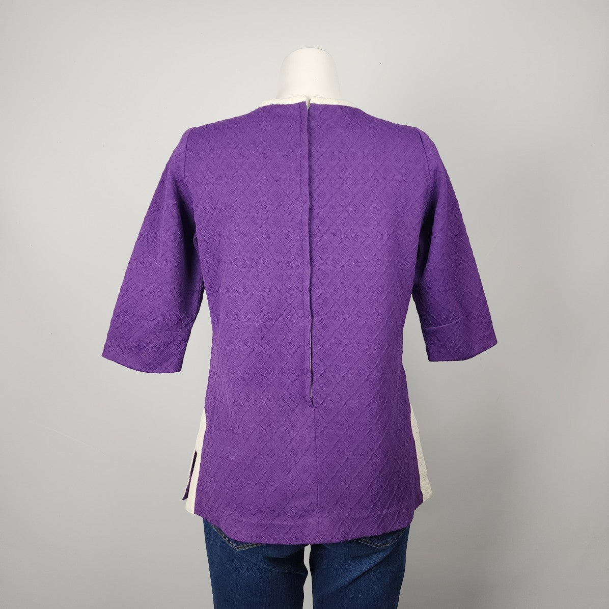 Vintage Handmade Purple 3/4 Sleeve Blouse Size M