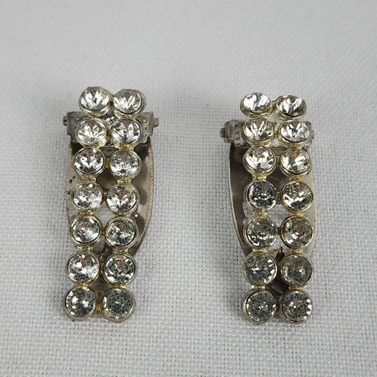 Vintage Silver Rhinestone Dress Shoe Clips Set