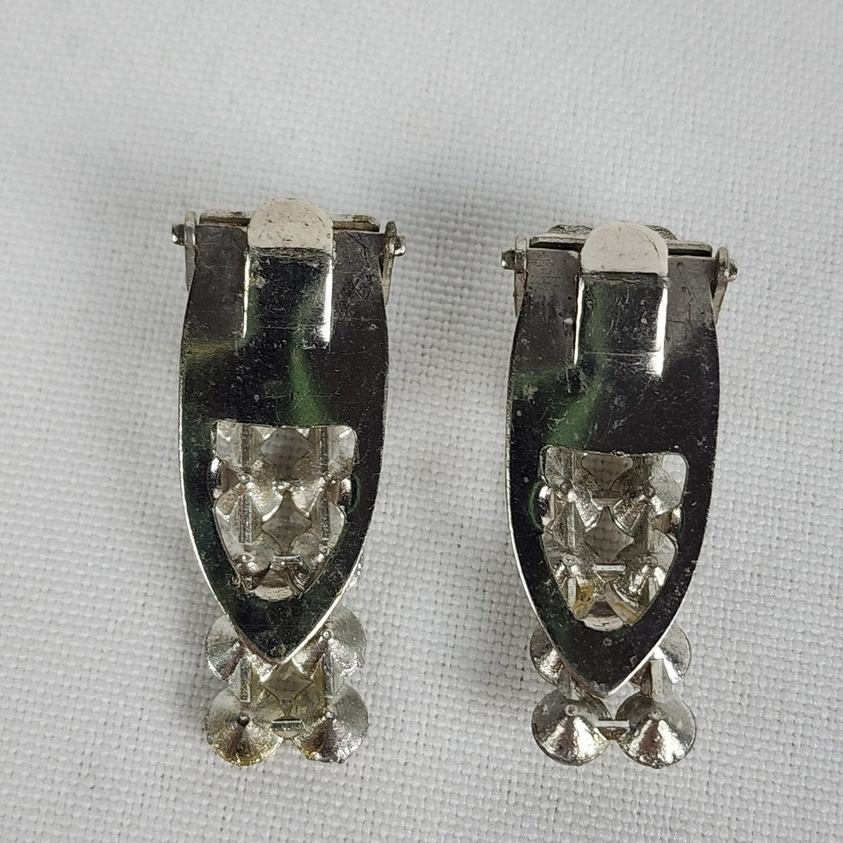 Vintage Silver Rhinestone Dress Shoe Clips Set