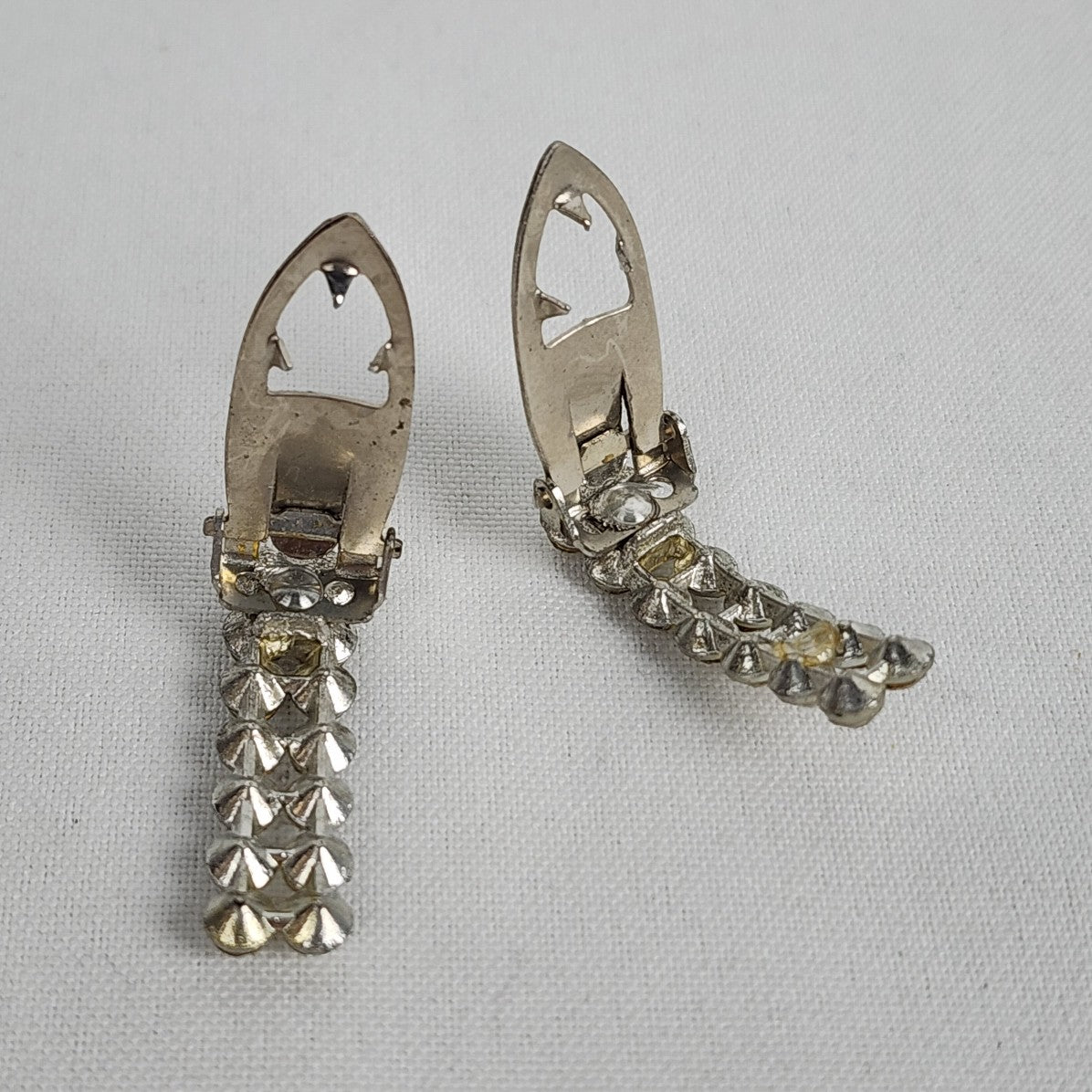 Vintage Silver Rhinestone Dress Shoe Clips Set