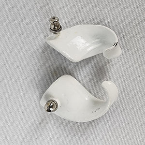 Vintage White & Navy Blue Enamel Earrings