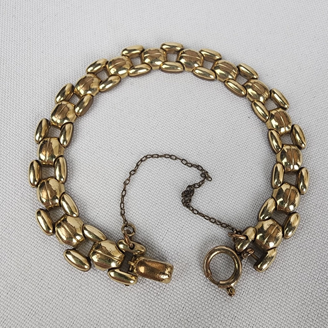 Vintage AM DBLE Yellow Gold Plated Chain Link Bracelet