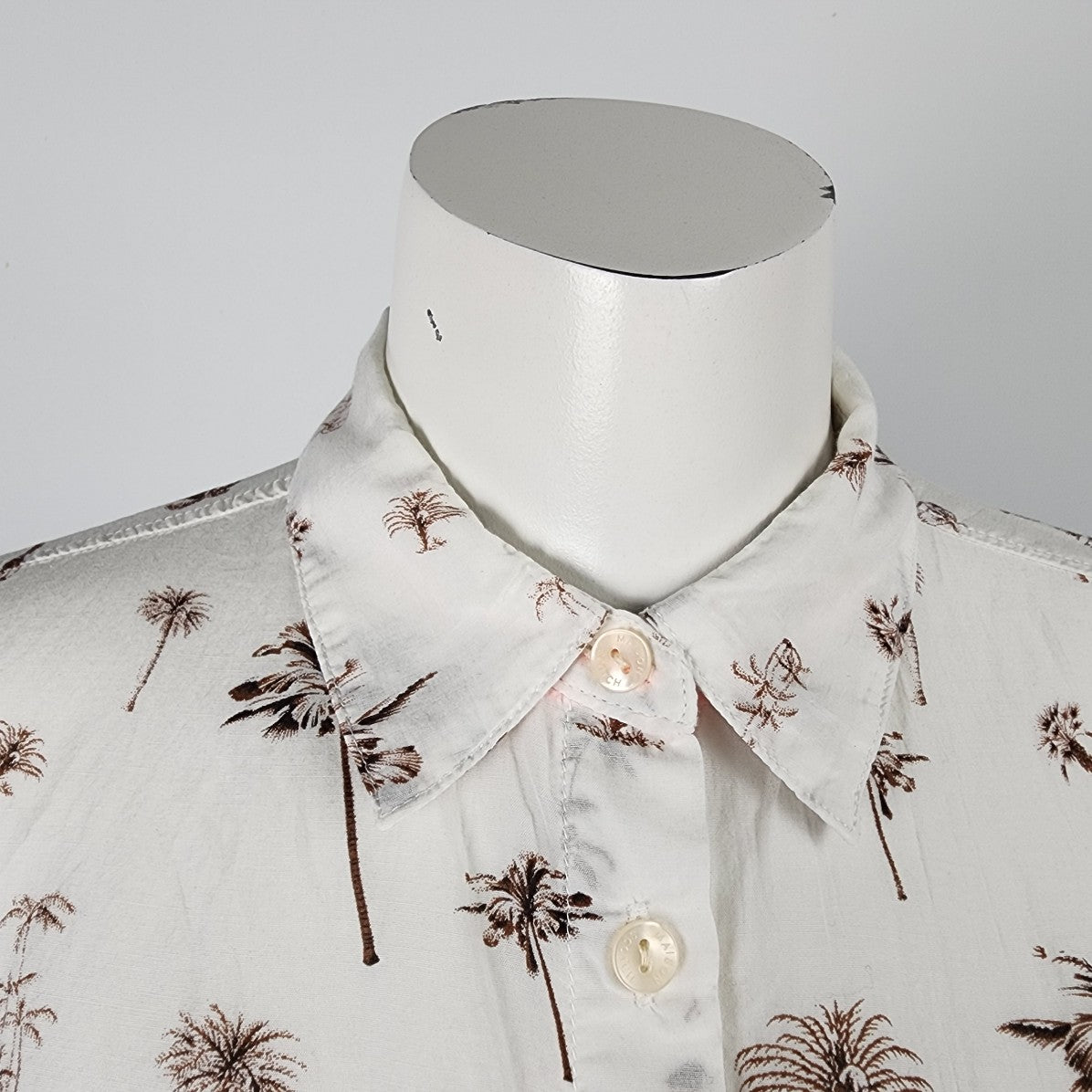 Maison Scotch White Cotton Floral Button Up Blouse Top Size M