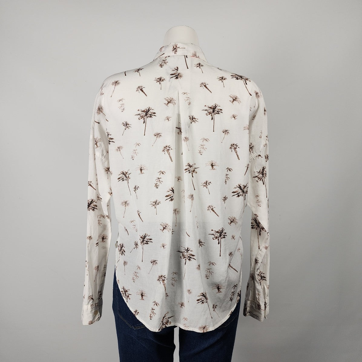 Maison Scotch White Cotton Floral Button Up Blouse Top Size M