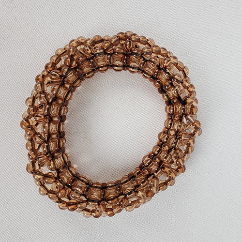 Brown Glass Beaded Twisted Stretch Bracelet