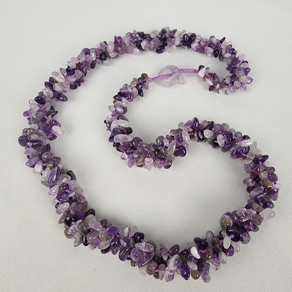 SAJEN 925 Purple Polished Natural Stone Beaded Necklace