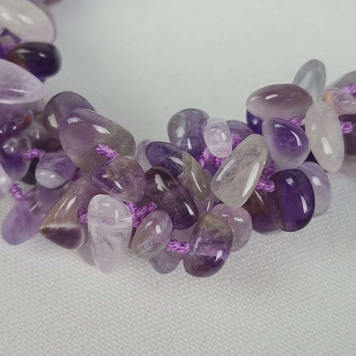 SAJEN 925 Purple Polished Natural Stone Beaded Necklace