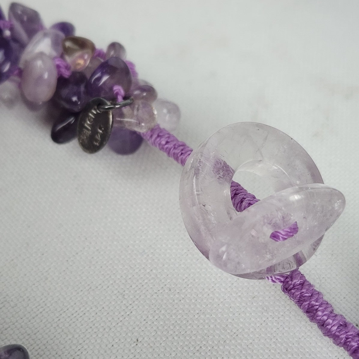 SAJEN 925 Purple Polished Natural Stone Beaded Necklace