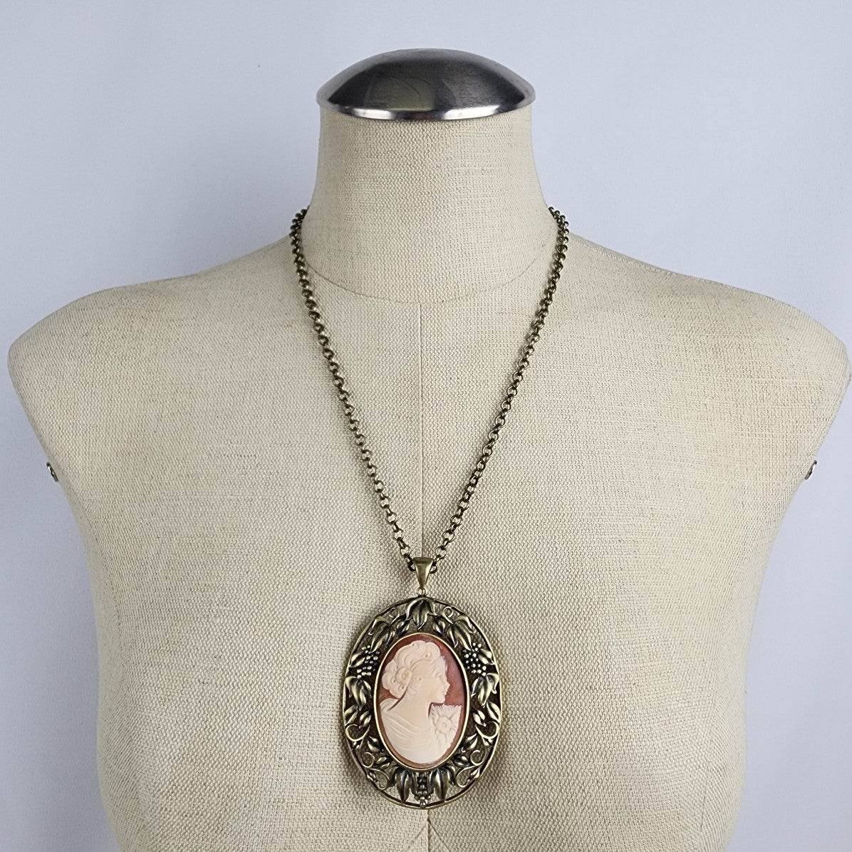 Amedeo Bronze Oversize Cameo Pendant Chain Necklace