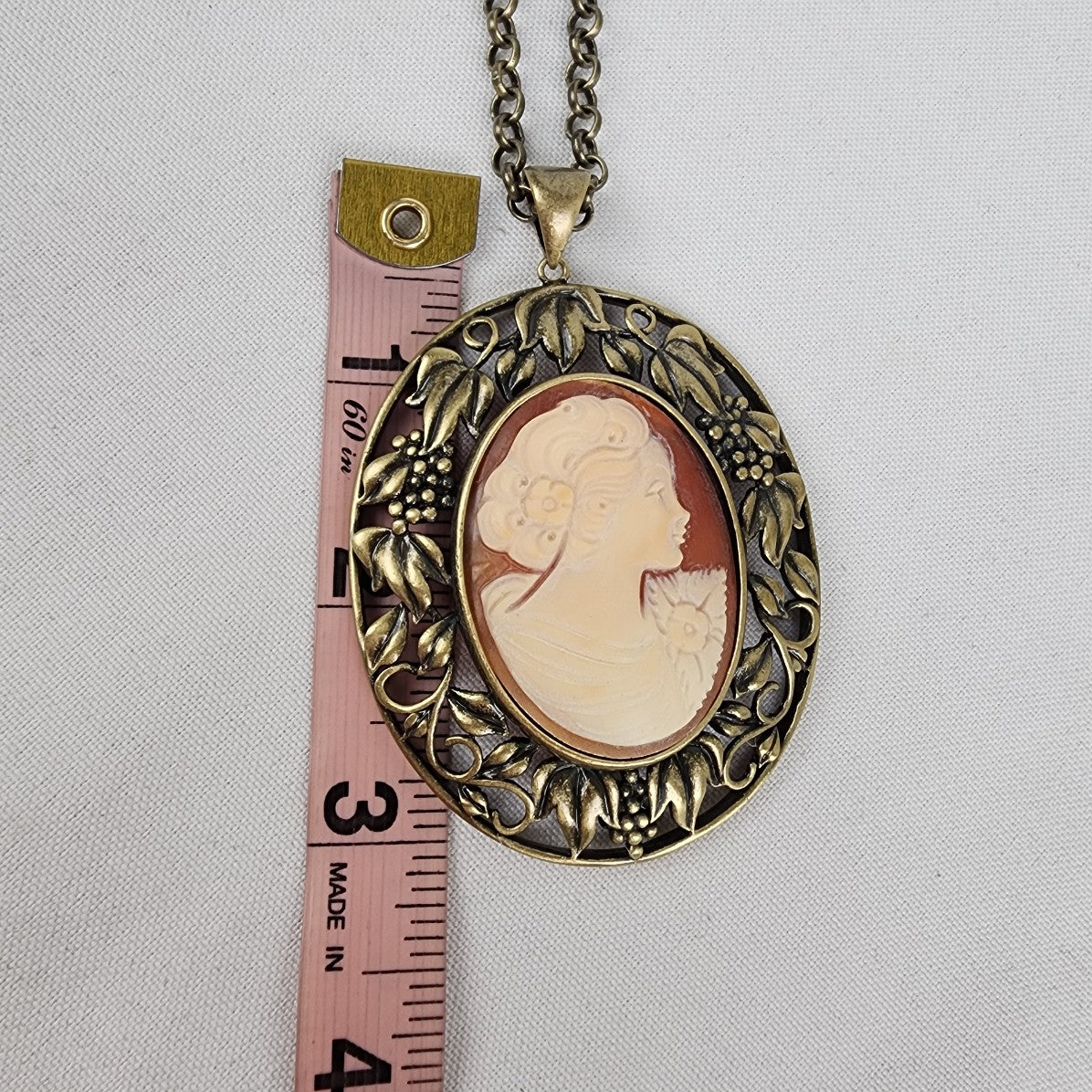 Amedeo Bronze Oversize Cameo Pendant Chain Necklace