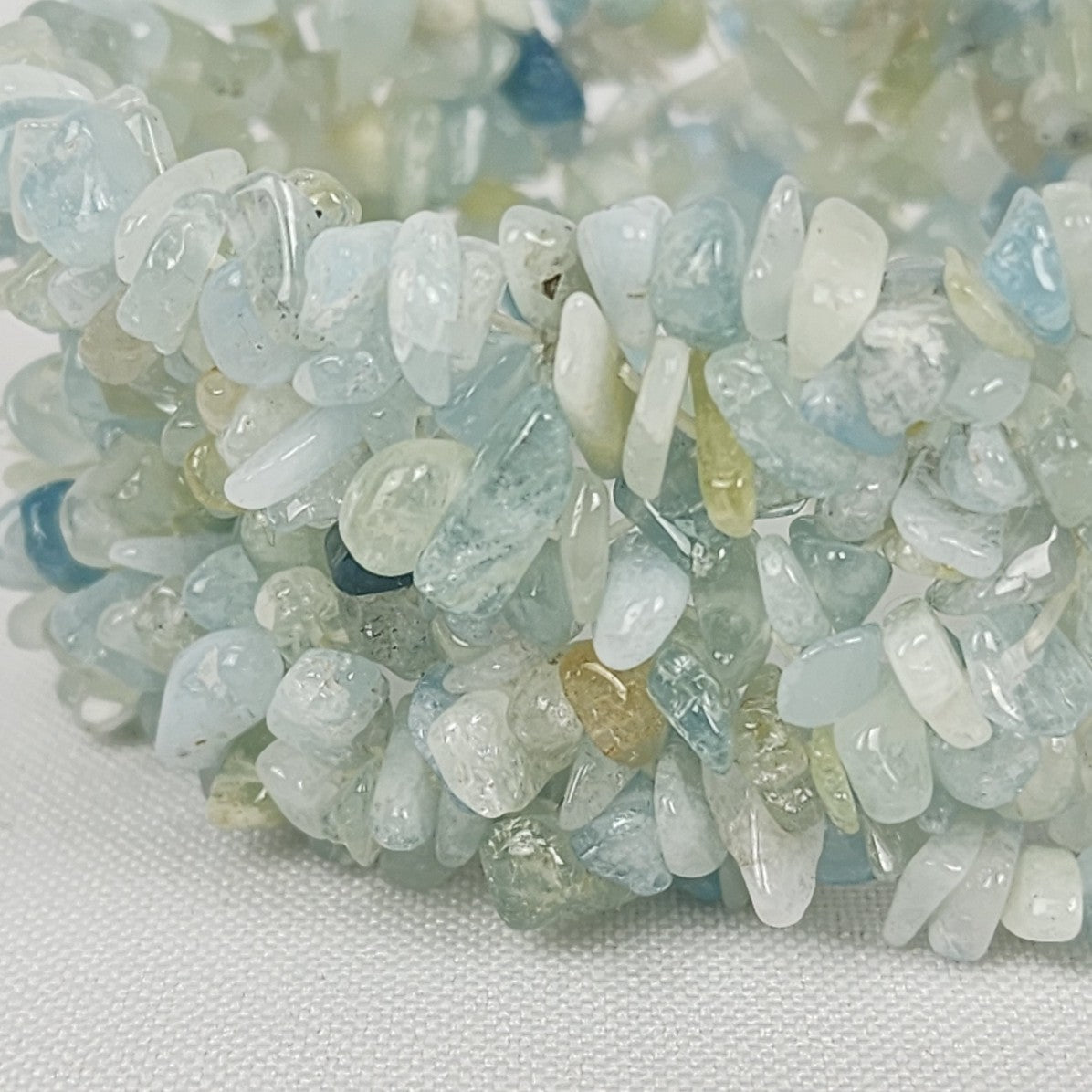 Aqua Natural Stone Beaded Wide Stretch Bracelet