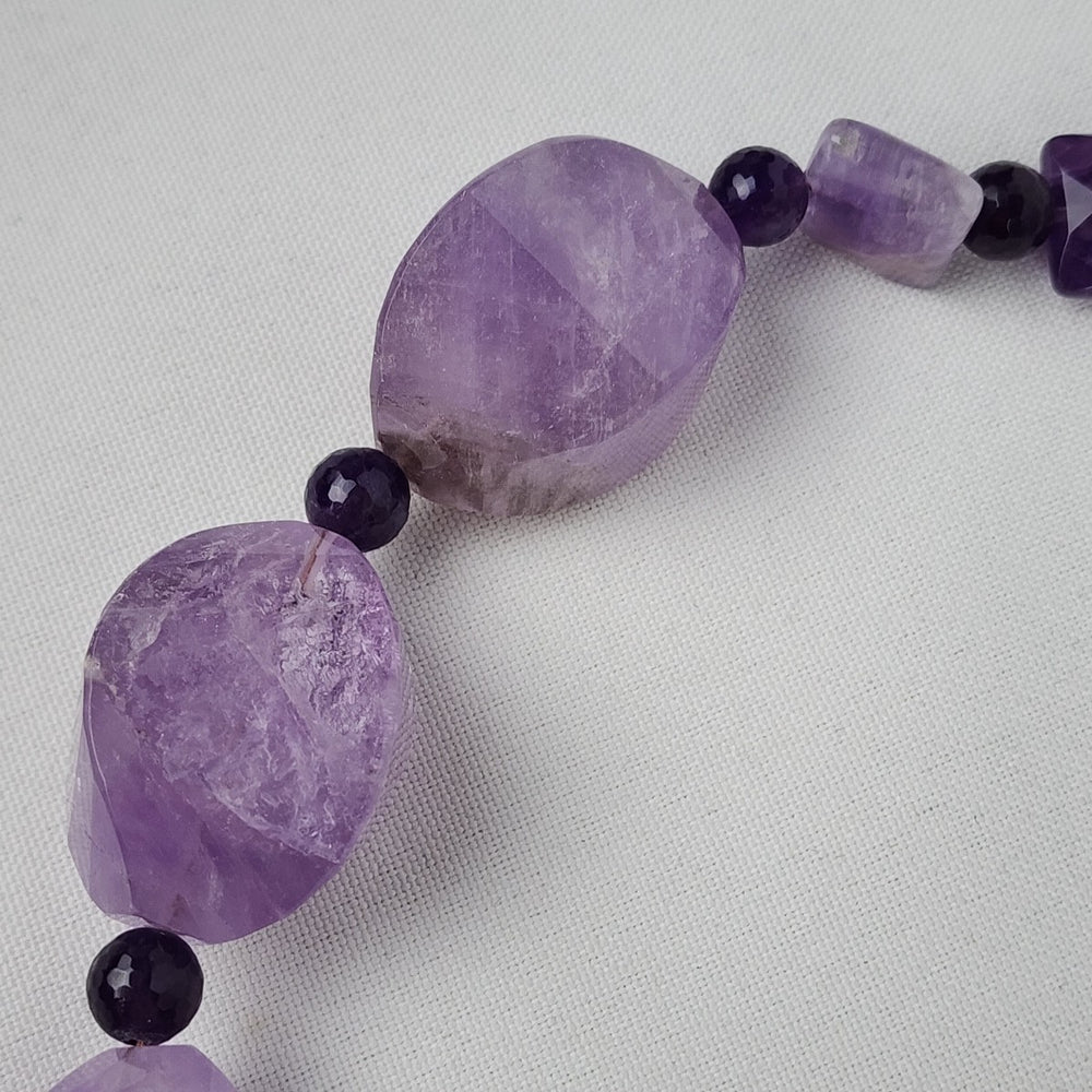 Purple Polished Natural Stone Beaded Necklace