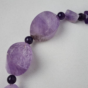 Purple Polished Natural Stone Beaded Necklace