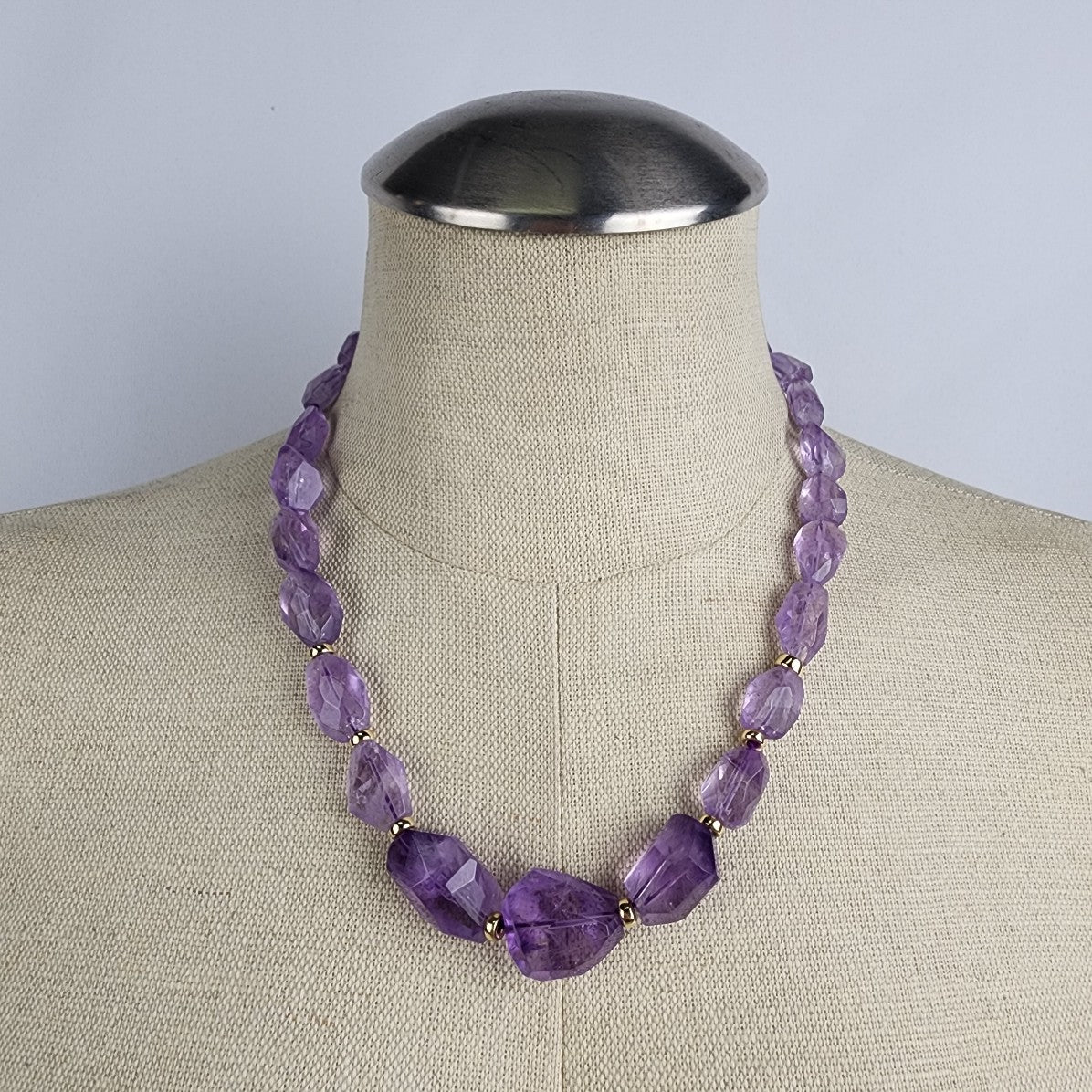 Purple Natural Stone Beaded Necklace