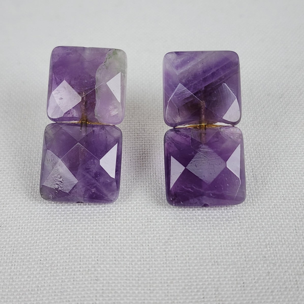 Amethyst 14K Posts Natural Stone Earrings