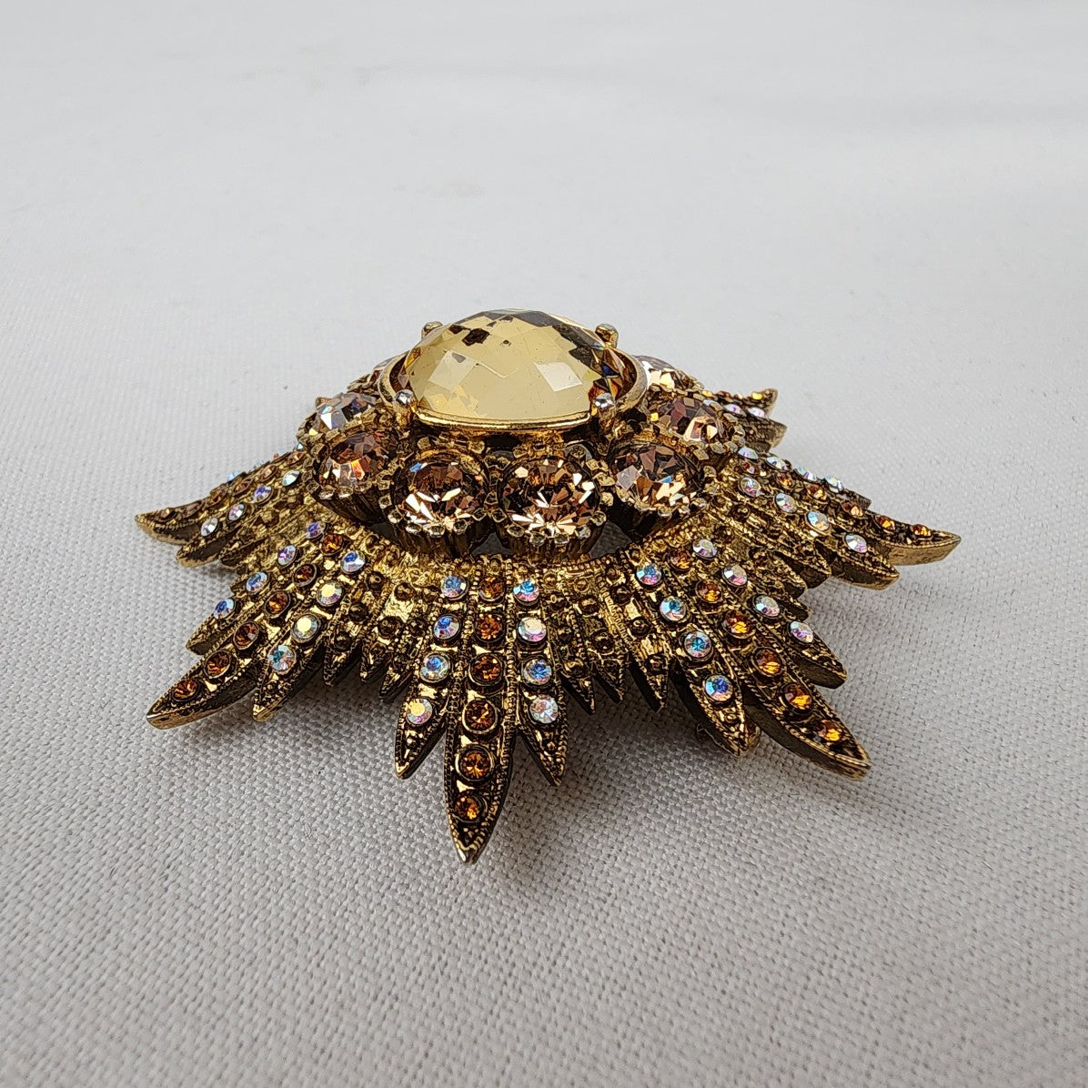 Joan Rivers Gold Tone Crystal Star Burst Brooch