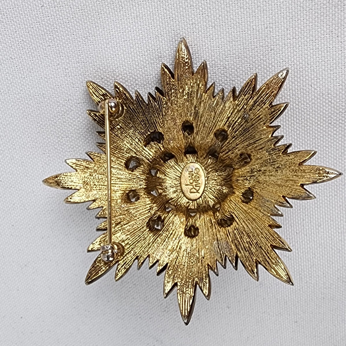 Joan Rivers Gold Tone Crystal Star Burst Brooch