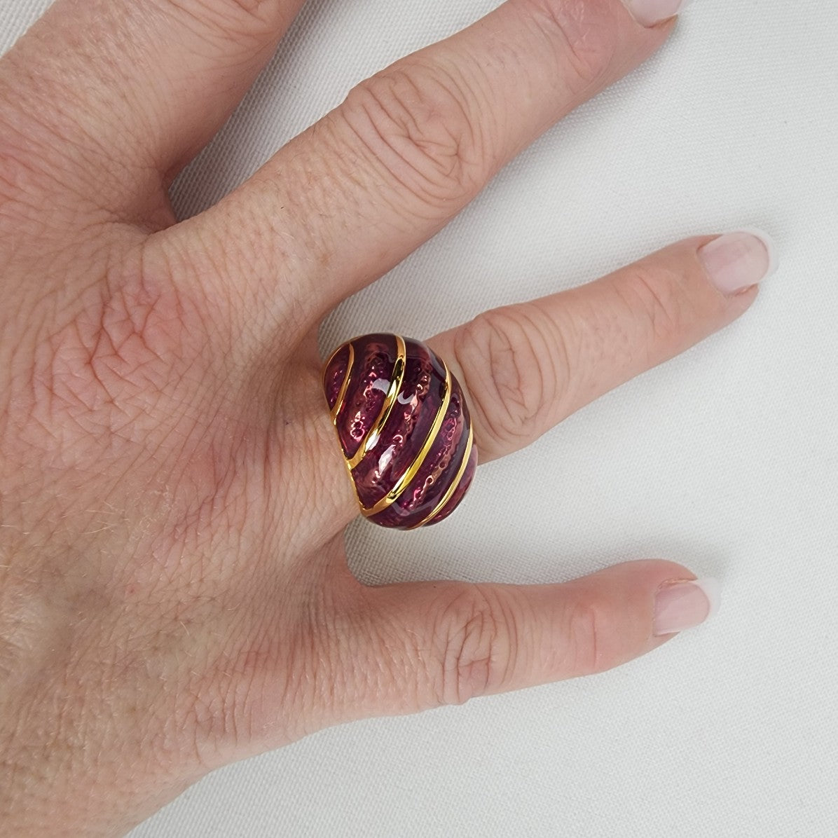 KJL Purple Enamel Gold Tone Ring Size 8