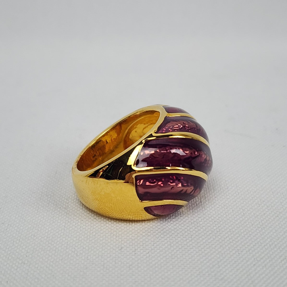 KJL Purple Enamel Gold Tone Ring Size 8