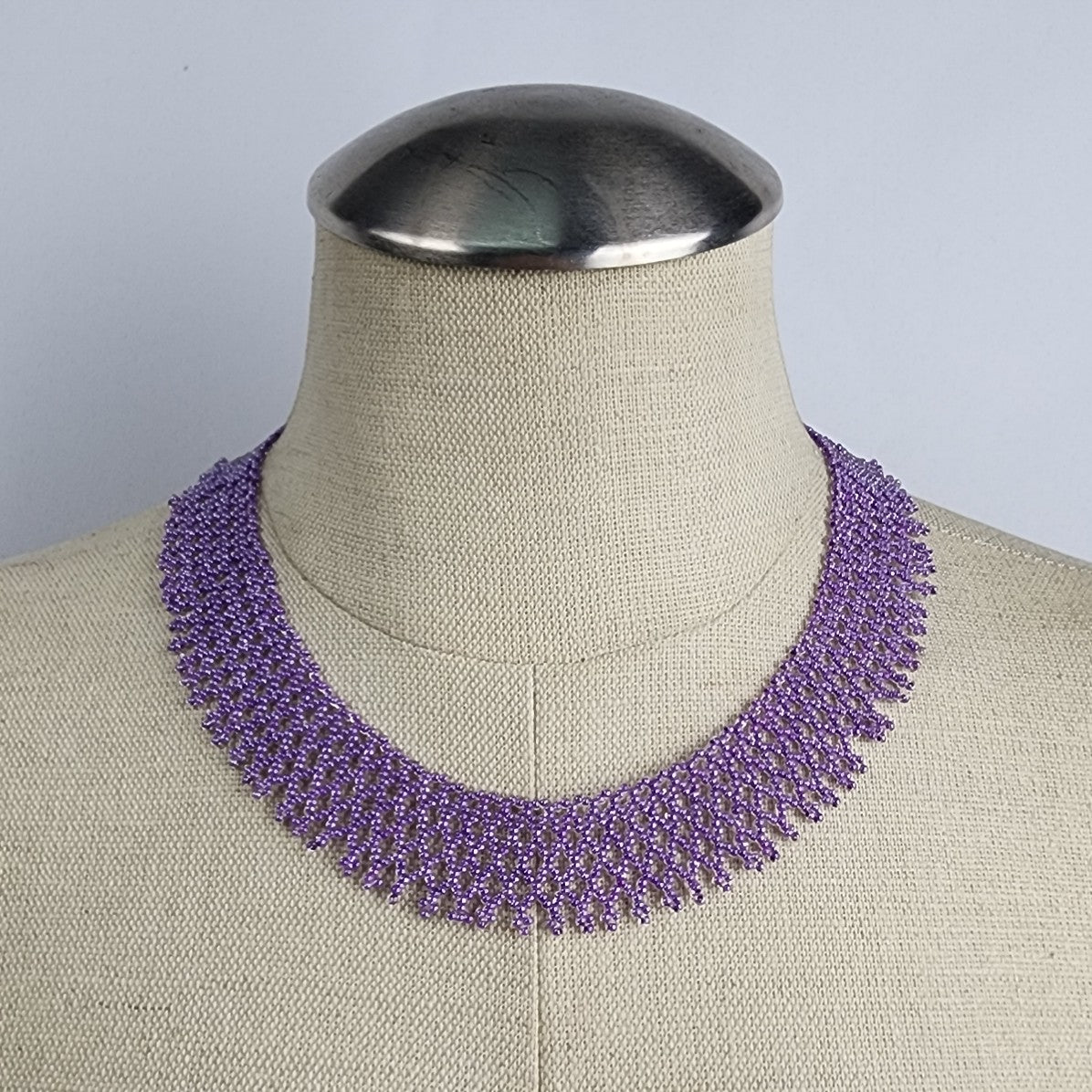 Purple Beaded Collar Necklace