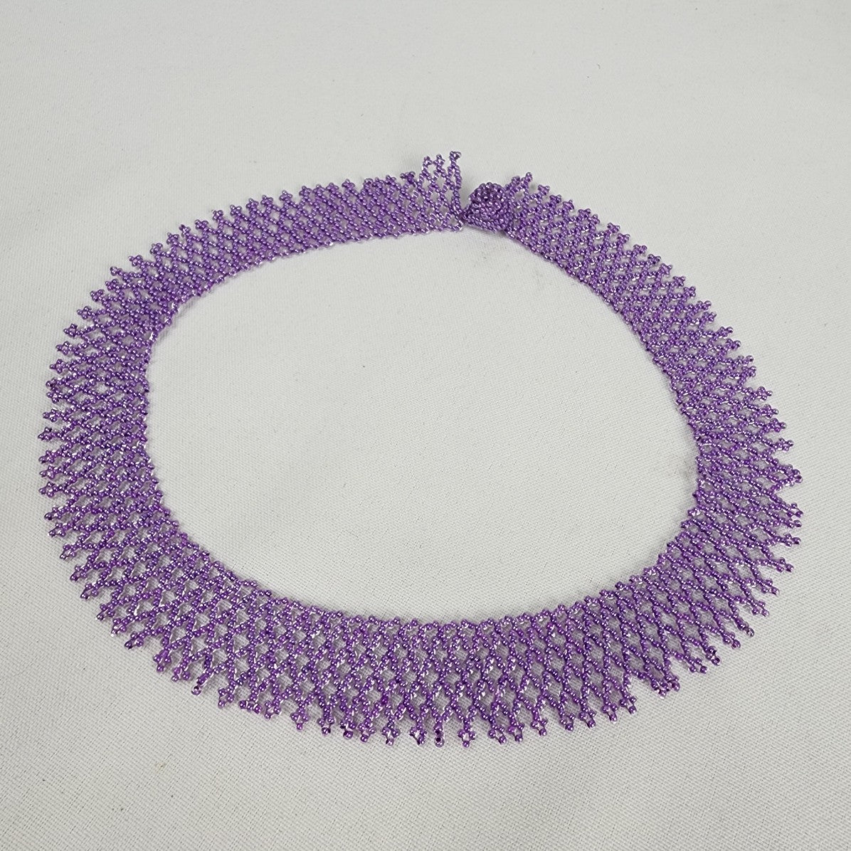 Purple Beaded Collar Necklace