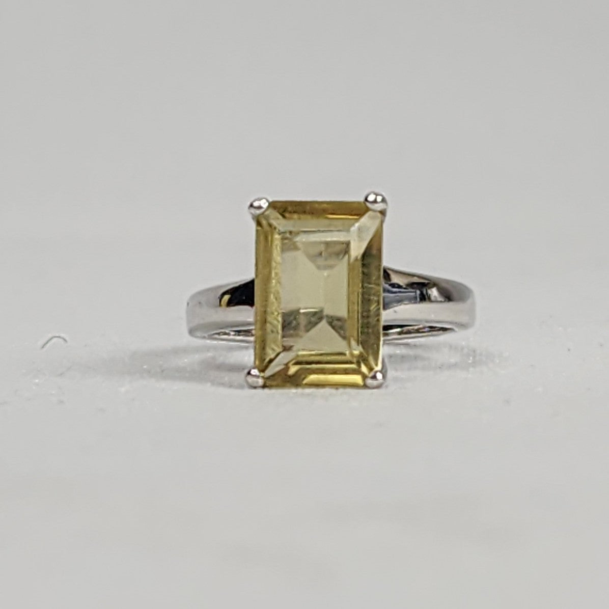 925 Sterling Silver Yellow Citrine Gemstone Ring Size 8