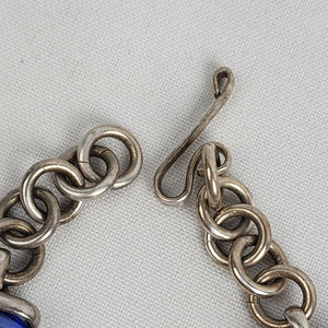 Silver Blue Glass Wire Wrap Bracelet