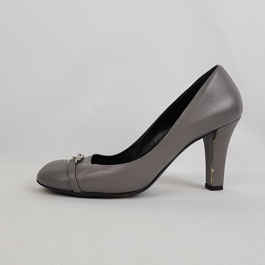 Gucci Grey Leather Heels Size 9.5