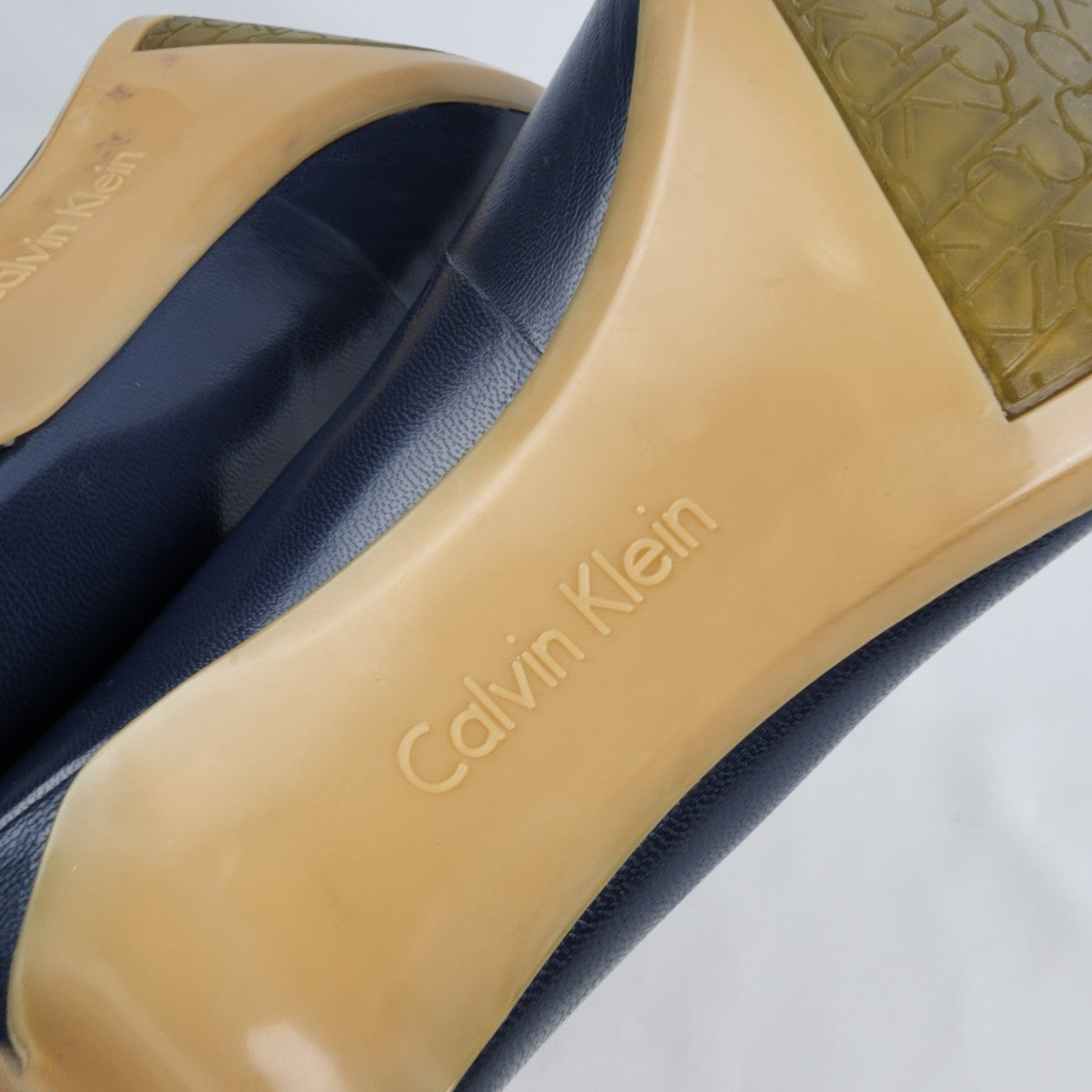 Calvin Klein Navy Blue Leather Heels Size 5