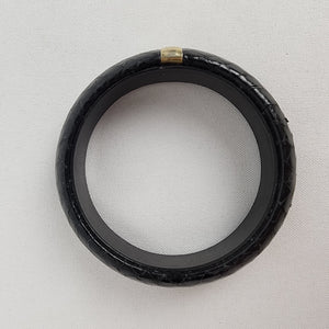 Vintage Black Snake Skin Bangle Bracelet